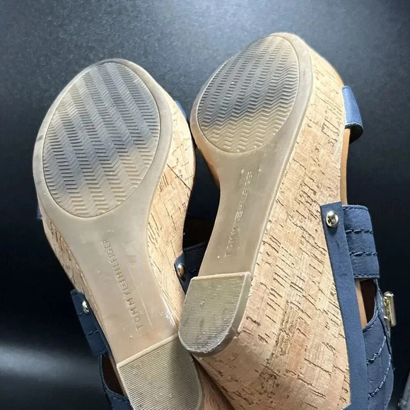 Tommy Hilfiger Wedge Women’s 10 M Blue Strap 4.5” Heel Cork Slip On - Picture 8 of 8
